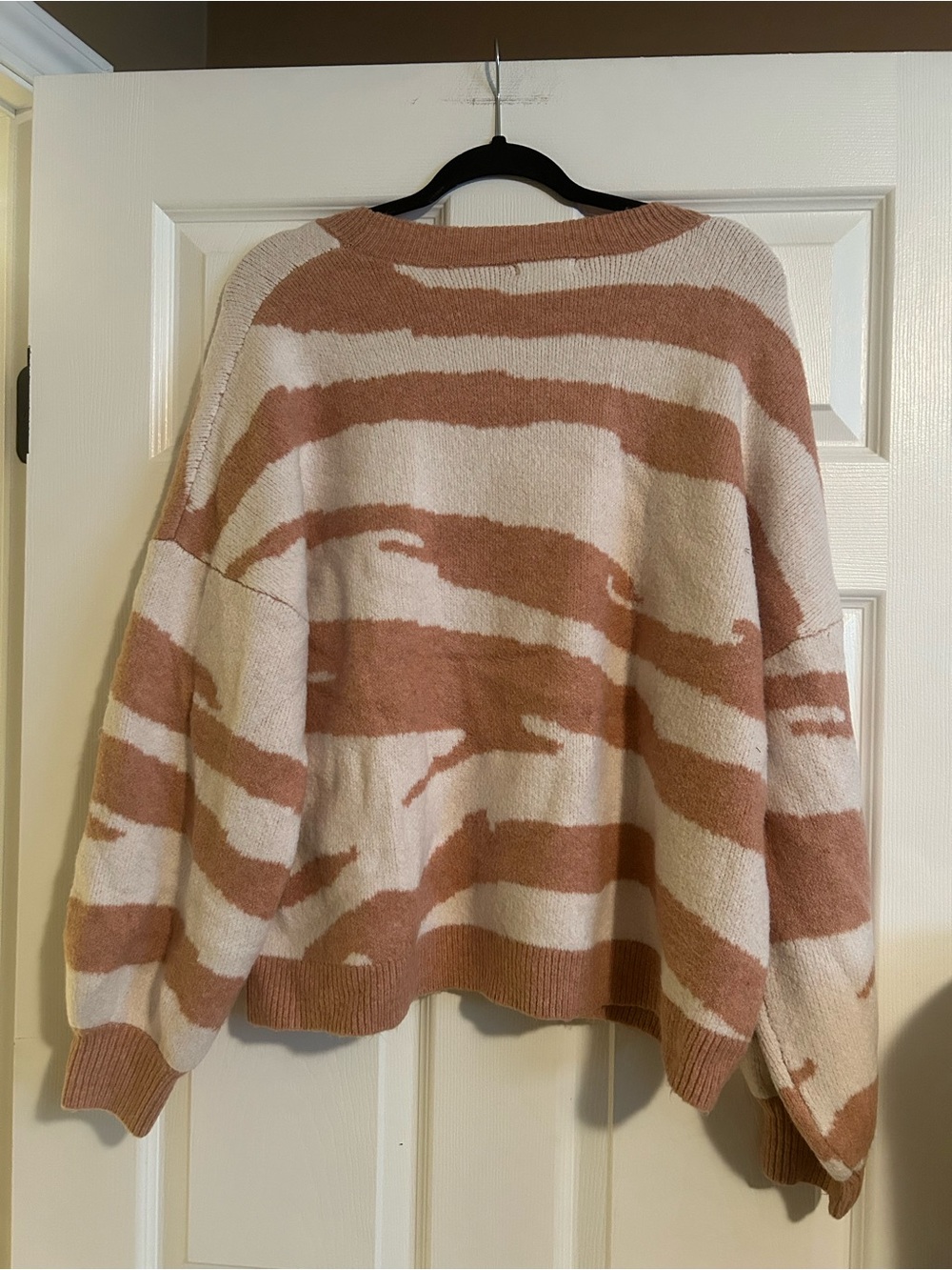 Cozy Striped Crewneck Sweater - Blush & Cream - Picture 2 of 4